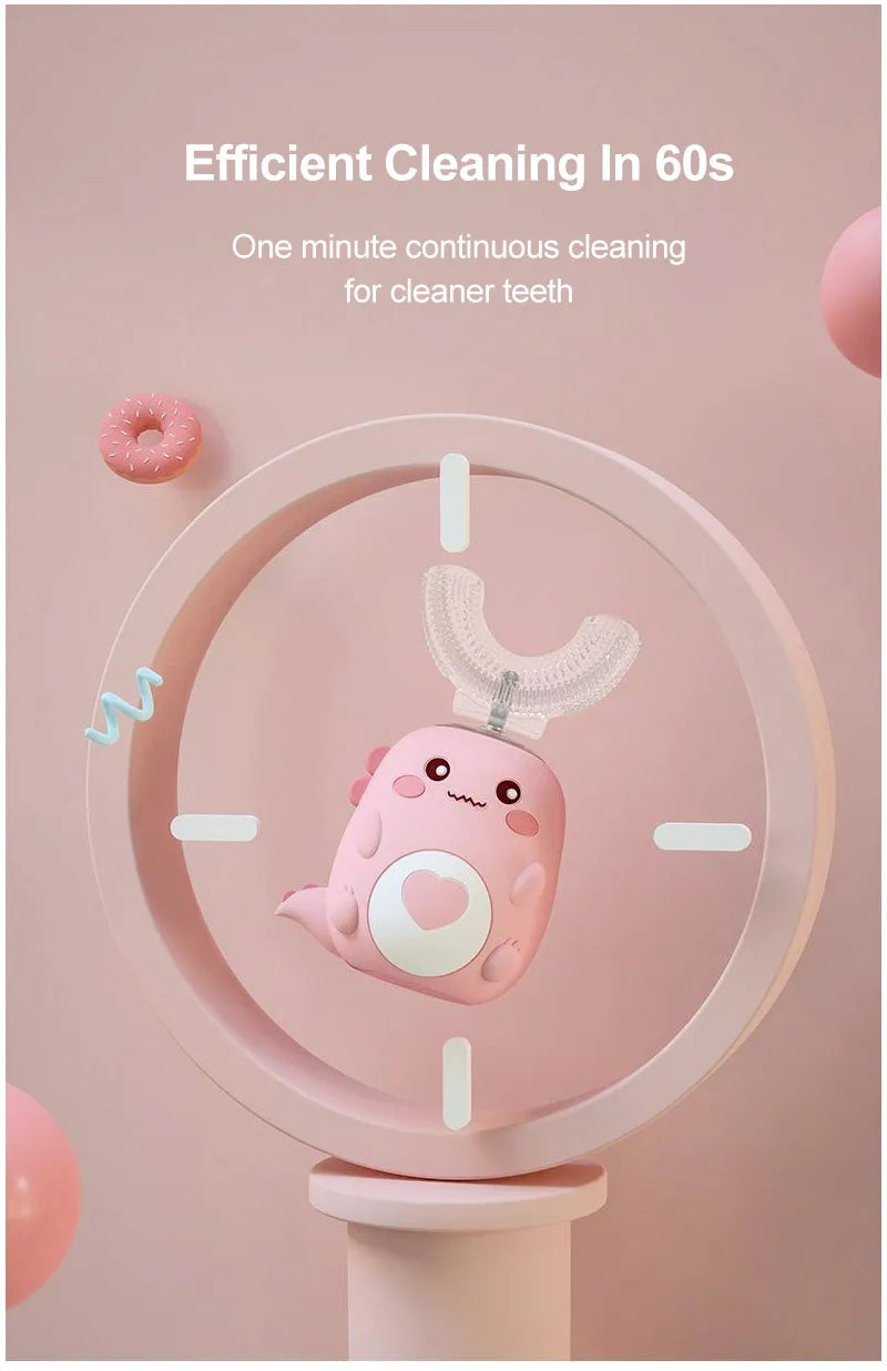 Children'S Electric Toothbrush Food Grade Silicone Oral 360 Degree Automatic Usb Charging Smart Children'S Toothbrush U-Shaped