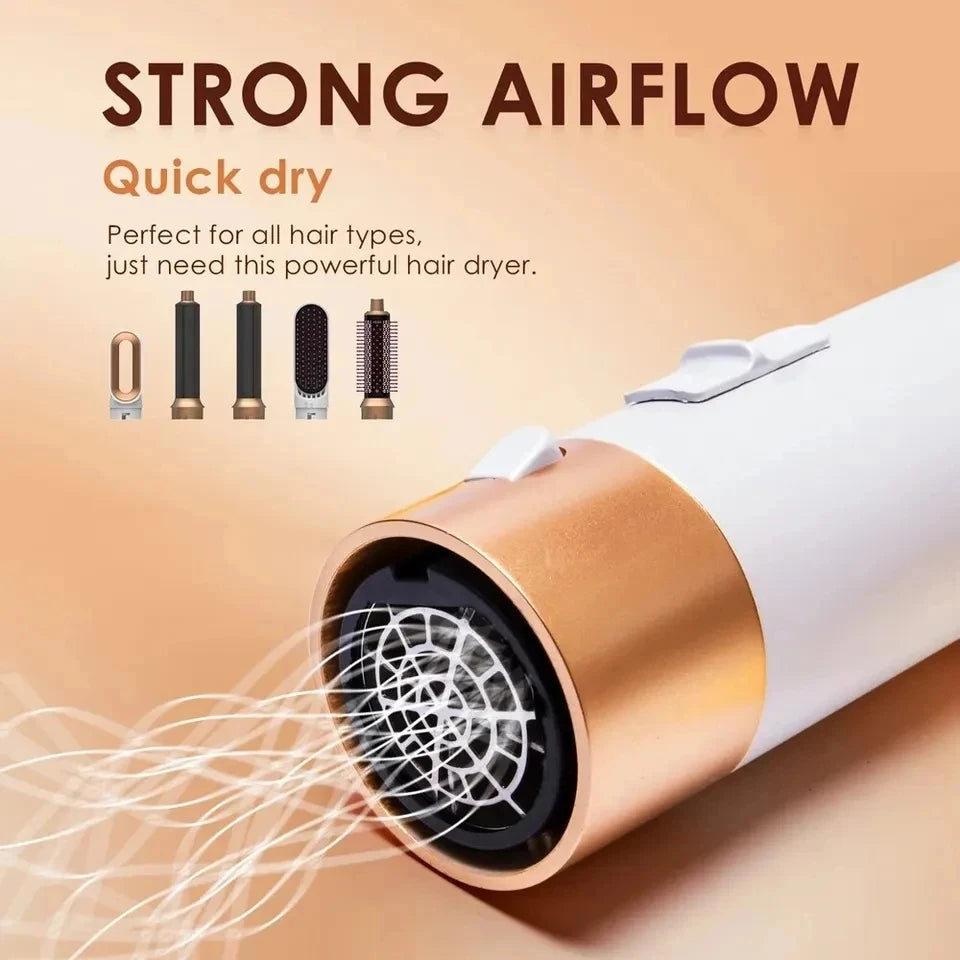 5in1  Low Noise Hair Styler  Professional  Hair Curling Straightening  Hair Drying  Hot Air Brushes 1000W